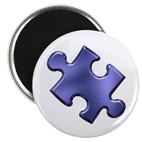 CafePress Puzzle Piece Ala Carte 1.4 (Blue) Magnet 2.25" Round Magnet, Refrigerator Magnet, Button Magnet Style