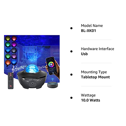 Galaxy Projector, Star Projector With Bluetooth Speaker, Galaxy Night Light Projector With Remote Control Compatible With Alexa & Google For Bedroom, Room Decor, Home Theatre, Adults & Kids #TOP7