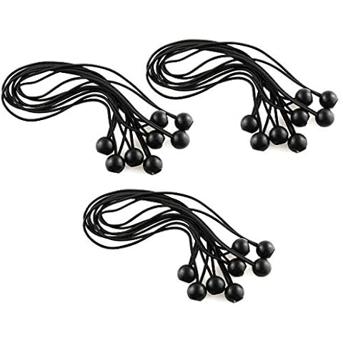 E-outstanding Ball Bungee Cord 24PCS 12 Inches/30cm Black Elastic String Canopy Tarp Tie Down Straps Tent Fix Rope Cover