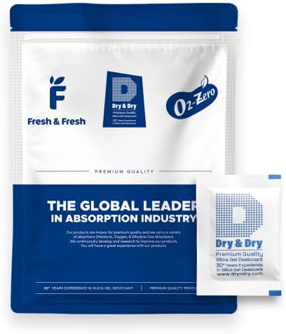 Dry & Dry 5 Gram [200 Packets] Silica Gel Packets Silica Gel Desiccants, Silica Gel Packs - Rechargeable Moisture Absorbers for Food Storage, Electronics, 3D Filament & Safes