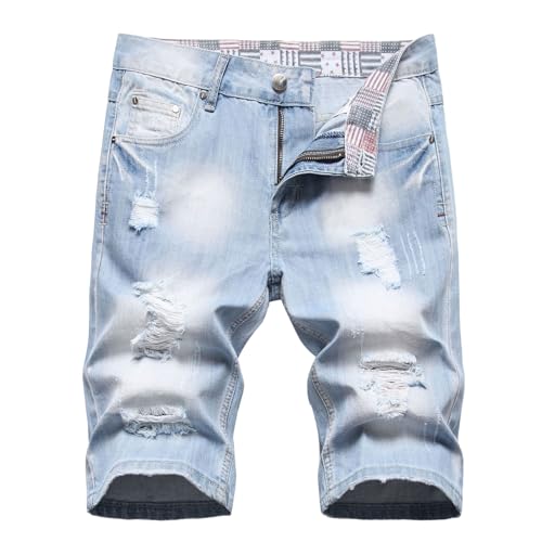 Short en jean léger homme coupe droite longueur genou