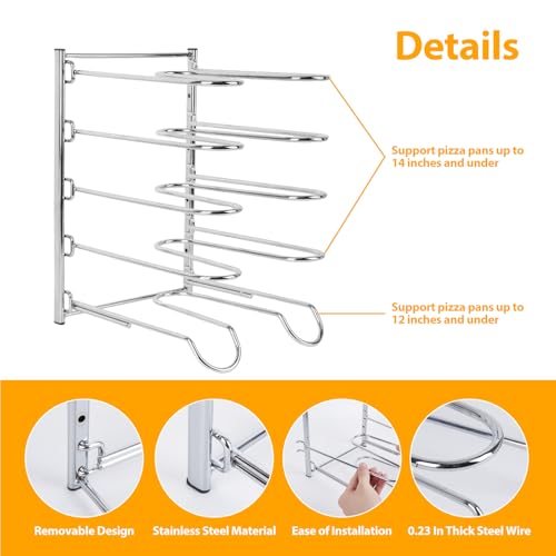 AshKiz Pizza Rack, Pizza Pan Rack, 5 Tier Stainless Steel Pizza Riser, Compact and Convenient Design for Easy Storage Multiple Pizzas pan 10.43