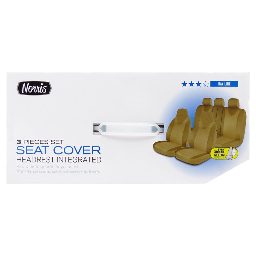 Norris Set Coprisedili Universali per Auto e SUV con Poggiatesta Integrato, Design di Lusso, Lavabili a Mano, Supporto in Spugna, Protezione Completa e Apertura Airbag, Schienale Posteriore Divisibile
