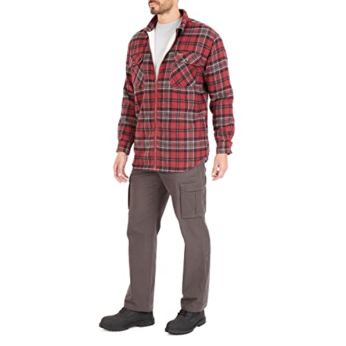 Image of Smith's Workwear Mens Zip-Front Sherpa-Lined Flannel Shirt JacketJacket