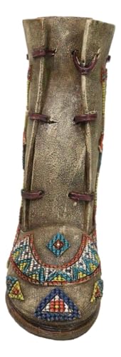 Ebros Gift T68G33H7 Rustic Tribal Native Indian Arrows Moccasin Shoe Shaped Faux Leather Boot Vase Figurine As Decorative Kitchen Utensils Flower Vases Holders Accent thumb #2