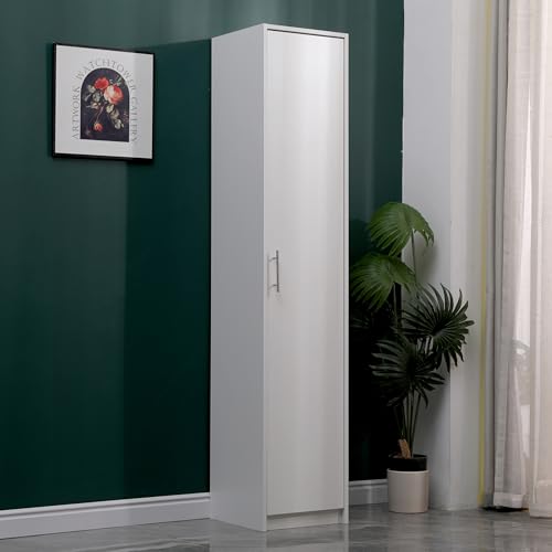 MMT Tall Slim Storage Unit - Wood Cabinet with 1 Door and 3 Shelves for Office, Shoes, and Kitchen Storage - Ideal Bathroom Storage Cabinet, 37 x 37 x 180 cm - Image 7