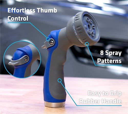 Viking Car Care 968701 Garden Hose Thumb Control Spray Nozzle - Heavy Duty 8 Pattern #TOP1