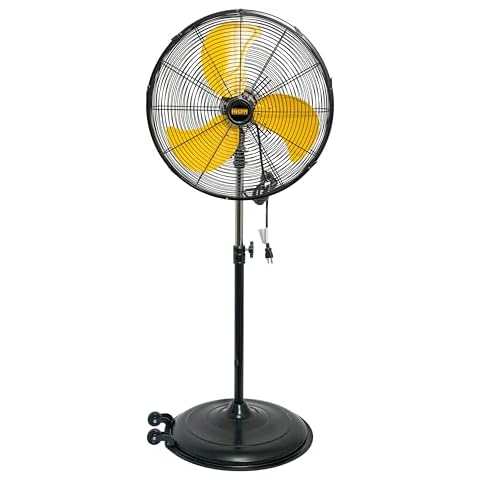 HiCFM 20 inch Tilting Pedestal Fan, 3-Speed 5000 CFM High Velocity Stand Up Fan with 1/5 Powerful Motor for Commercial Industrial Warehouse Gym Garage - UL Safety Listed Cover