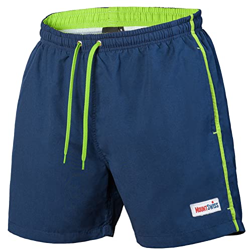 Mount Swiss - Costume da bagno da uomo Dario con tasche laterali e tasca sul retro I Pantaloncini da bagno alla moda per nuoto, tempo libero, sport acquatici I Comode pantaloncini da bagno in molti
