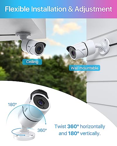 Image of ZOSI 2MP 1080P HD-TVI CCTV Home Security Camera with Audio, Built-in Mic, IP66 Weatherproof, Night Vision, Indoor Outdoor Surveillance Camera, Only Compatible for ZOSI 3K Lite Analog DVR - White