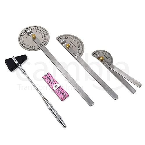 Image of Cambia Goniometer Set of 3 with Medical Knee Hammer & Measuring Tape
