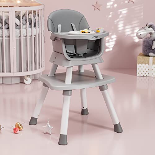 Umomo Baby High Chair, 6-In-1 Convertible Highchair For Babies And Toddlers/Table And Chair Set/Toddler Chair With Safety Harness, Removable Feeding Tray, Dark Gray #TOP6