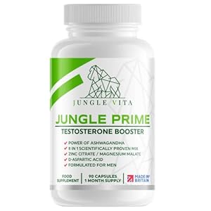 Jungle Prime/All-Natural Premium Testosterone Booster for Men – / 90 Caps, 1 Month Supply/Magnesium Malate, Zinc, Ashwagandha, D-Aspartic Acid, Boron/Contributes to Healthy Testosterone Levels