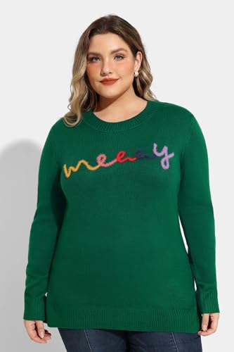 Image of TIYOMI Plus Size Sweaters for Women Oversized Pullover Crewneck Sweater Knit Side Split Casual Sweaters Fall Winter XL-5XL