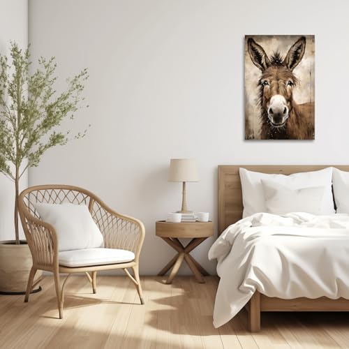 ZXHYWYM Esel Leinwandbilder lustige Esel Bilddrucke rustikales Tierporträt Poster Bauernhaus Badezimmer Dekor Gerahmt (Bild-2, (30.00 x 45.00 cms))