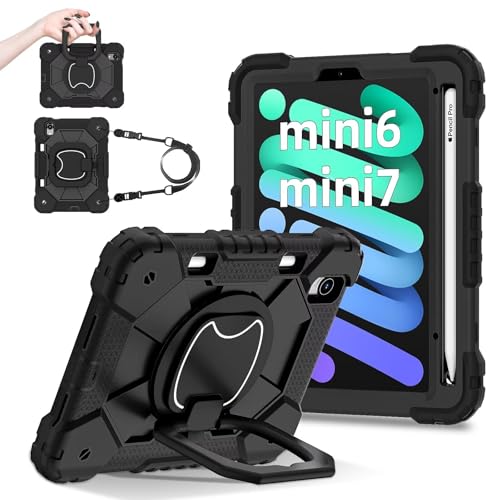 360°���� iPad mini6 mini7 �P�[�X ����� �q�ǂ� �L�b�Y iPad Mini A17 Pro �P�[�X ��� ������t�� ��]���L�b�N�X�^���h ���u�� �c�u�� �y���z���_�[�t�� �ϏՌ� �J�o�[ �^�u���b�g�J�o�[�C��