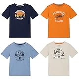 Weatherproof Vintage Boys' 4 Pack Variety Super Soft Stretchable Tee Short Sleeve Graphic T-Shirt, Navy Collection Set, Medium