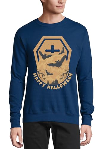 Pull en coton Happy Halloween motif vampire vêtement automne bleu marine