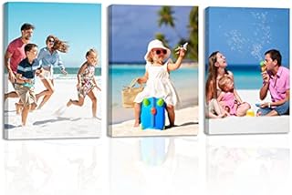 LZIMU Custom Canvas Prints with Your Photos 3 Piece 5"x7" Personalised Your Pictures on Canvas Wall Art Customised Gifts Ready to Hang (Framed, 5"x7"x3)