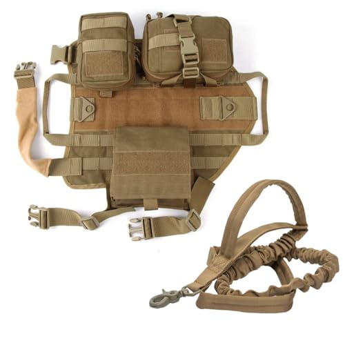 Tactical Dog Vest Harness Heavy Duty Dog Harness with 3 MOLLE Bags&1 Bungee Leash - Thumbnail 3