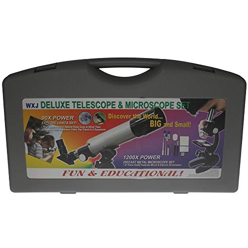 Kit Telescópio Refrator Altazimultal 50mm + Microscópio 300x 600x 1200x XWJ - Blutek