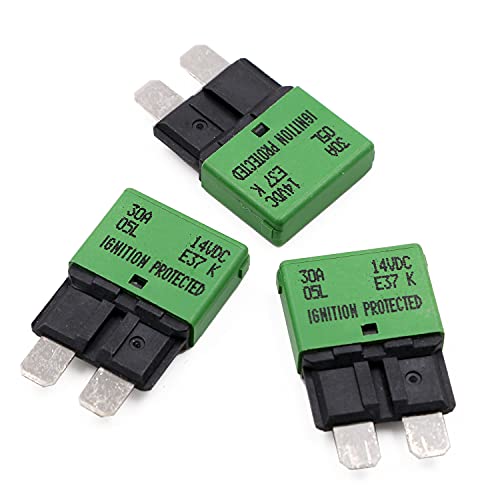 DC 12V 30A Auto Reset Fuse Circuit Breaker ATO/ATC Low Profile Self Resetting 30 Amp Blade Fuses Breakers 12 Volt for Automotive Car Truck RV Solar Boat Marine ATV Motorcycle, UL, 3 Pack