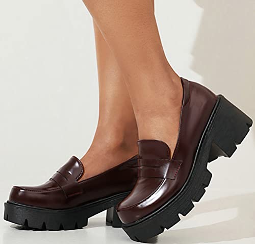 Image of Women's Platform Mary Janes Chunky Heel Ankle Strap Uniform Dress Shoes Heeled Gothic Lolita Oxfords