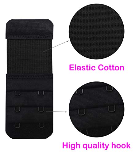 Tamlien Bra Extender 2 Hook,Stretchy Soft And Comfortable Bra Strap Extender - 4 Pcs Pack (Black) #TOP2