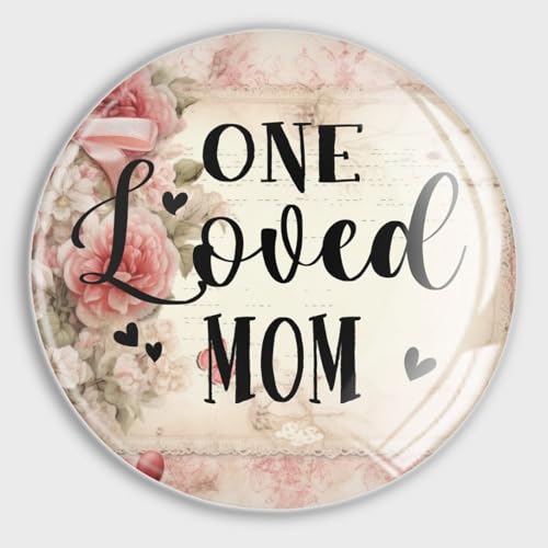 Imanes redondos para nevera, con texto en inglés 'One Loved Mom', imanes de cristal para nevera, taquilla, pizarra, pizarra, gabinetes, aula, oficina, cubículo, escuela