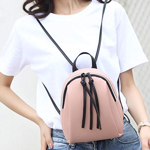 ASD Mochila de Cuero para Mujer Mochila pequeña Bolso de Hombro para Mujer, Rosa