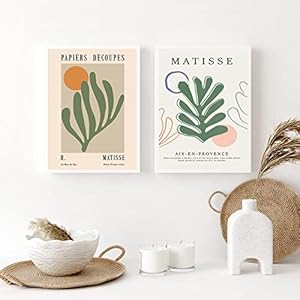 Matisse poster vintage canvas schilderij abstract groen koraal kunstdruk natuurlijke zon plant muur foto nordic woonkamer decor 40x60cmx2st frameloos
