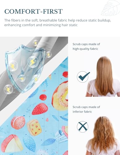 Image of Scrub Caps for Women with Buttons, Classic Surgical Caps | Double-Sided Printed, Adjustable,Long Hours, Sweatbands, Fabric Help Reduce Static Buildup