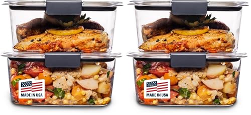 Image of Rubbermaid Brilliance BPA-Free Food Storage Containers, Medium Deep, 4.7 Cup, Airtight & Leak-Proof, Microwave & Dishwasher Safe, 4 Count (Pack of 2)