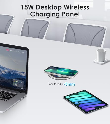 Regleta emergente para encimera, PD45W 4 USB/8 tomas/cargador inalámbrico miniatura 4