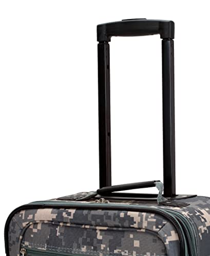 Rockland Fashion Softside 4 Piece Luggage Set, Expandable, (14" Tote/19"/24"/28"), Acu Camo