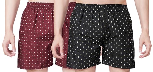 Image of Men's Cotton Printed Regular Fit Boxer Shorts | Soft & Breathable Innerwear | Comfortable Boxers | Lightweight & Stylish Nightwear