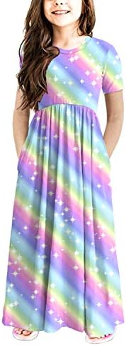 storeofbaby Summer Rainbow Dress for Little Girls Kids Cute Fashion Stripe Maxi