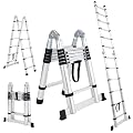 16.5FT Telescoping Ladder with Tool Tray, Extension Ladder Aluminum Folding Ladder Collapsible Ladder, Telescopic Ladders Foldable Extendable Ladder for Home Homeuse Rv Attic Roof