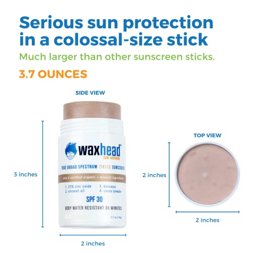Waxhead Reef Safe Sunscreen Stick - Tinted Sunscreen For Face, Biodegradable Sunscreen, Protector Solar Para La Cara, Sun Screen Protector For Face, Waterproof Kids Sunscreen, Non Nano Zinc Oxide #TOP2
