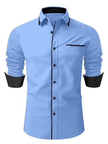 Image of Men's Regular Fit Casual Shirt, Solid Pattern, Slim Collar