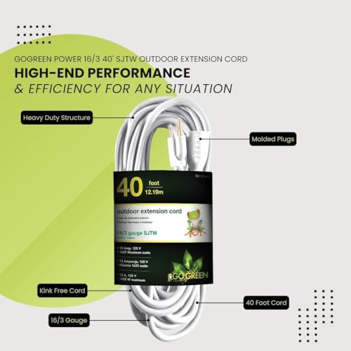 Go Green Power Inc. GG-13740WH-M 16/3 Sjtw Outdoor Extension Cord thumb #3