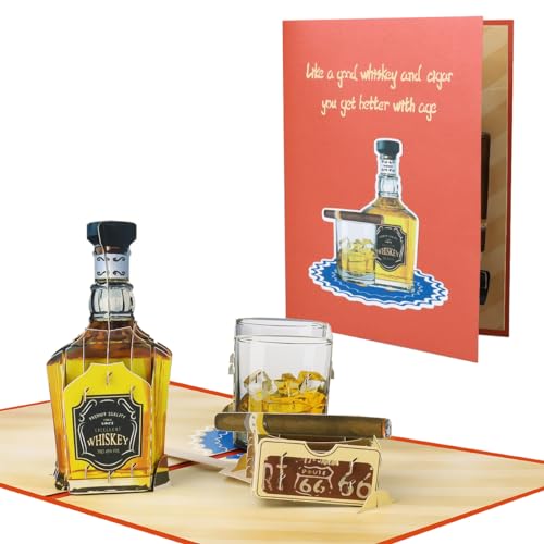 CNLITIHEKA Whiskey Pop Up Card, 3D Pop Up Birthday Card,