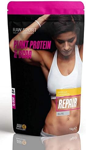 Raw Sport Female Vegan Protein Powder 1kg with BCAA-Superfoods-Probiotics-Electrolytes-Digestive Enzymes (Vanilla Cinnamon)