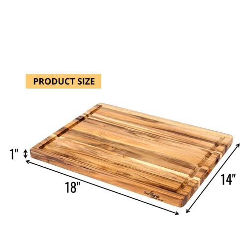 Beefurni Teak Wood Cutting Board With Juice Groove Hand Grip, Small Wooden Cutting Boards For Kitchen, Chopping Board Wood, Fathers Day Gifts, 1-Year Manufacturer Warranty (S, 18L X 14W X 1H Inches) #TOP2