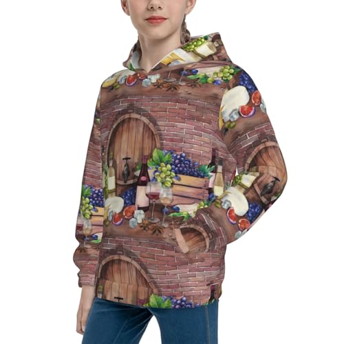Bottle Glass Red Wine Kid Hoodies Boys Sweatshirts Girls Pullover with Pocket2