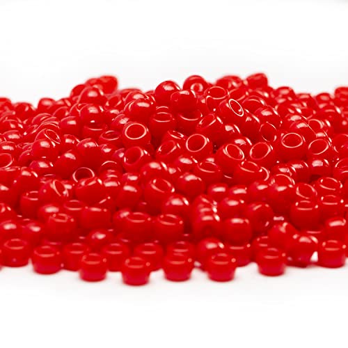Image of Gxueshan 1000 Pcs Acrylic Red Pony Beads 6x9mm Bulk Kandi Beads for Friendship Bracelet Necklace Jewelry Making Pens Hair Braiding Kit