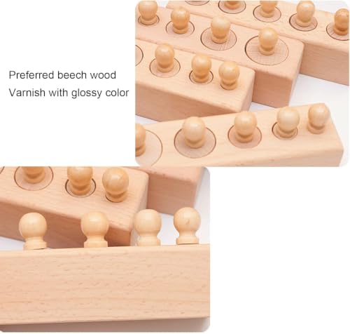 Image of Happy Hues Wooden Montessori Socket Cylinder Blocks Toy Set - Early Educational Sensorial for Toddlers and Kids 3+ Years Old
