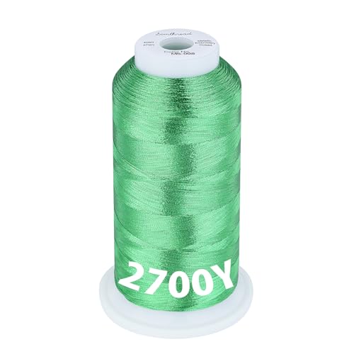 Image of Simthread 2700 Yards Metallic Embroidery Machine Thread - Christmas Green MS-008, 40wt High-Sheen King Spool, Smooth Running & Break Resistant for Commercial & Home Embroidery Machines