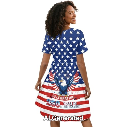 Image of Women's Summer Dresses Short Sleeve Formal Dresses with Pockets | Lightweight polyester fabric delivers cool airflow during hot summer outdoor activities