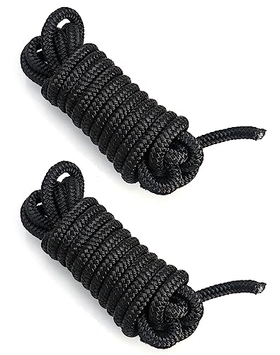 QWORK® Festmacherleine, ankerleine, Seil, Flechtleine, mit 30cm Auge gespleißt, 10mm x 4.5 m, 2 Pack
